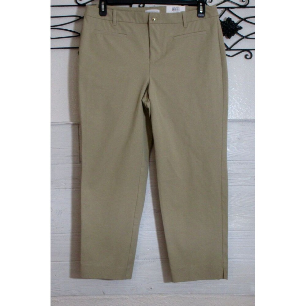 Charter Club Slim Ankle Pants Women's Size 14 Beige Tapered Leg